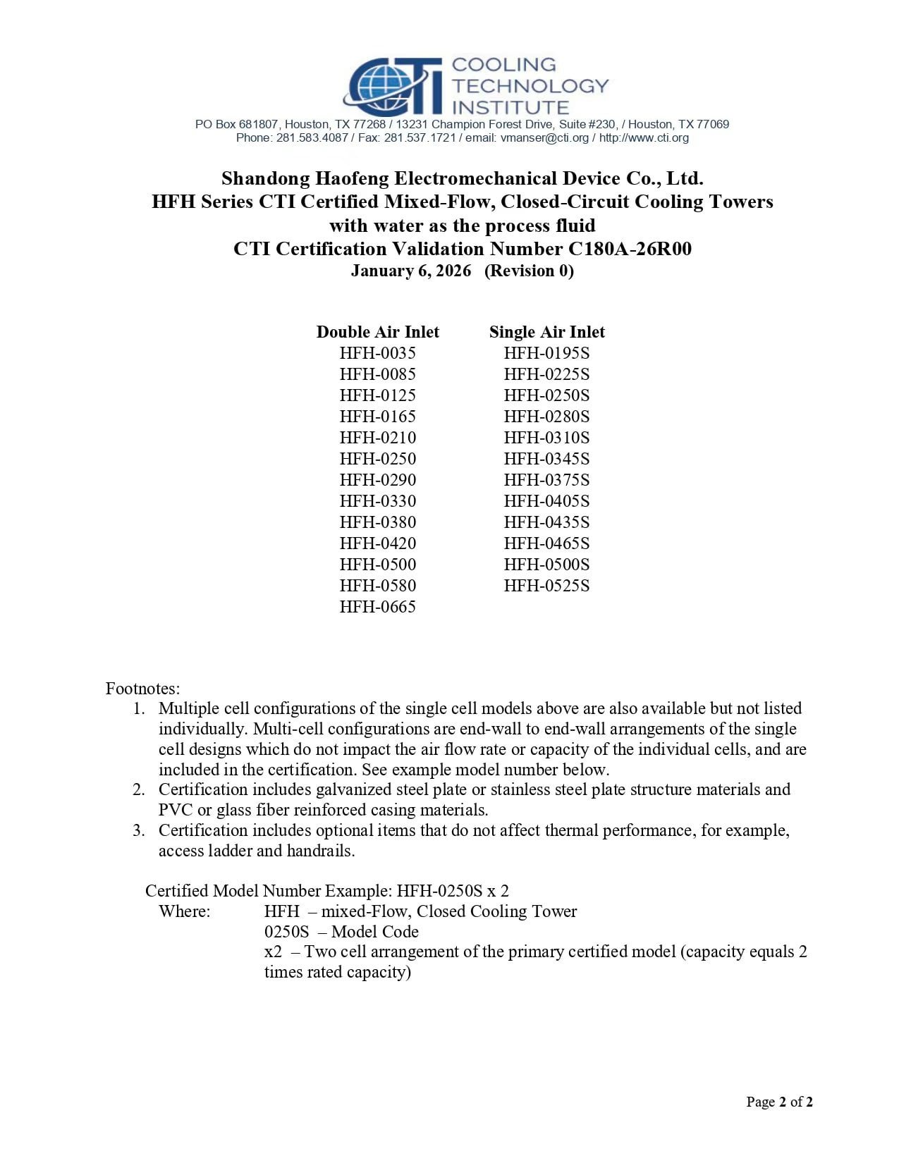 CTI certificate document